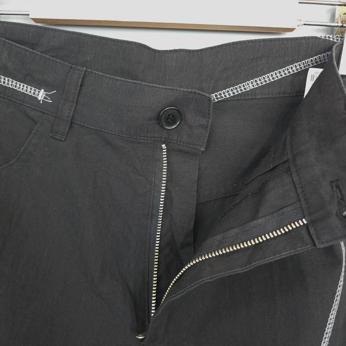 노매뉴얼 S.L PANTS 절개 배색 디테일 블랙 팬츠 M 상품이미지6