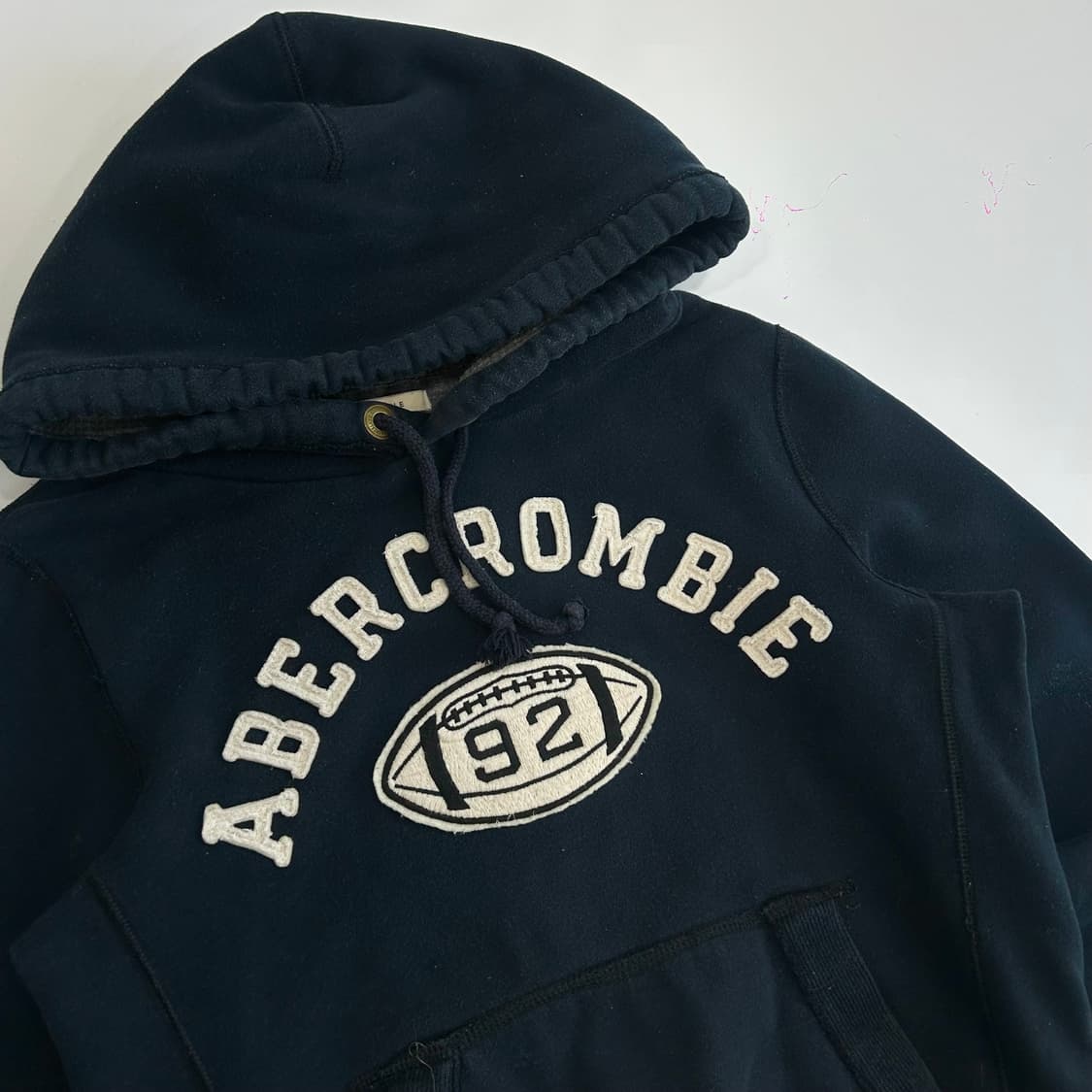 Abercrombie 아베크롬비 스펠아웃로고 럭비 네이비 후드티 상품이미지4