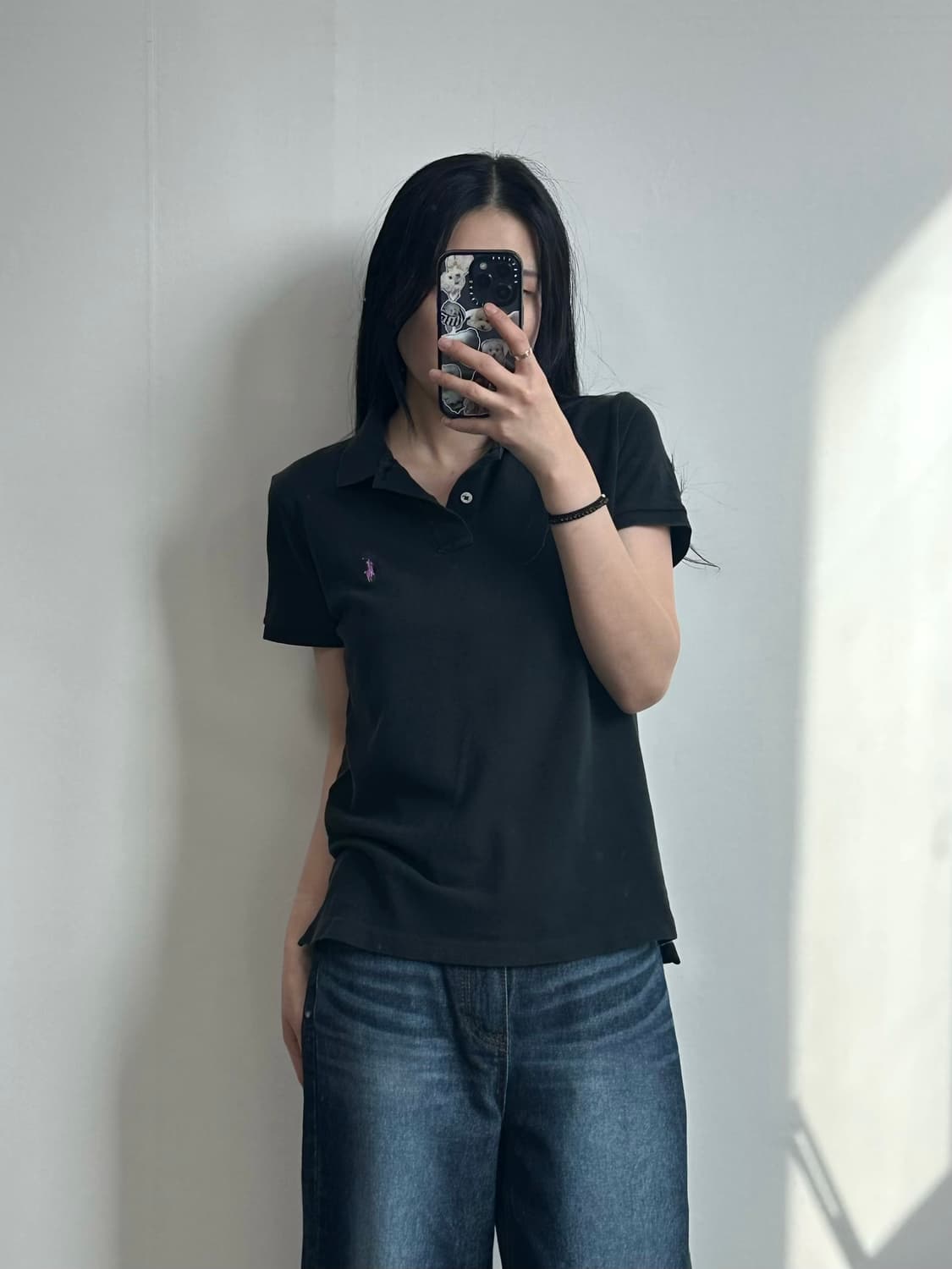 폴로 랄프로렌 신형 자수로고 블랙 반팔 피케 티셔츠 상품이미지1