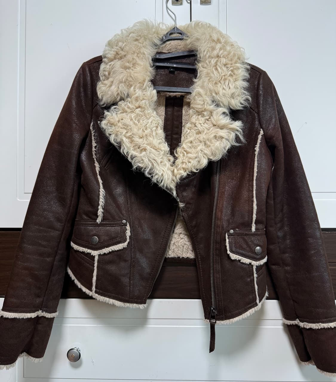 ggpx 빈티지 브라운 레더 무스탕 상품이미지2