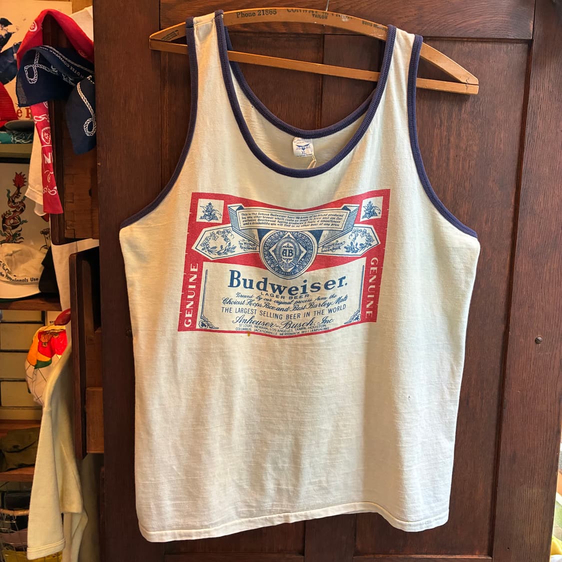 70s Vintage Budweiser Label Tank Top 상품이미지1