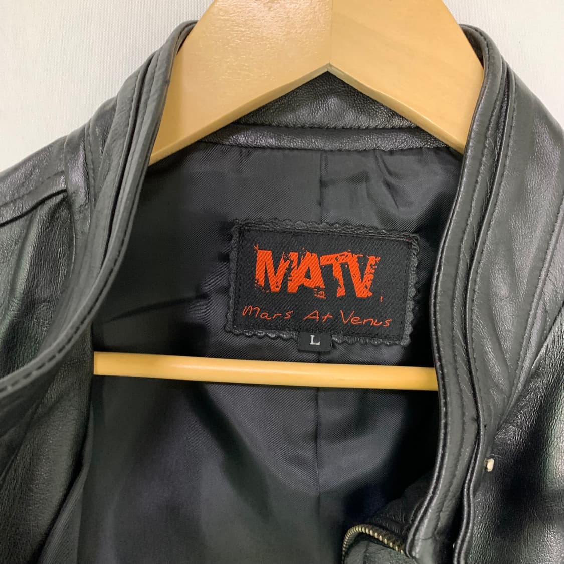 빈티지 리얼레더 양가죽 노카라 벨티드넥 자켓 블랙 L 남녀공용 상품이미지4