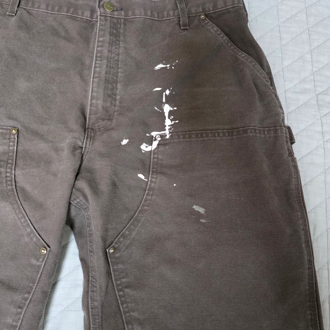 [42X32] 빈티지 칼하트 더블니 B136DKB 워크팬츠 페인트 DK3 상품이미지4