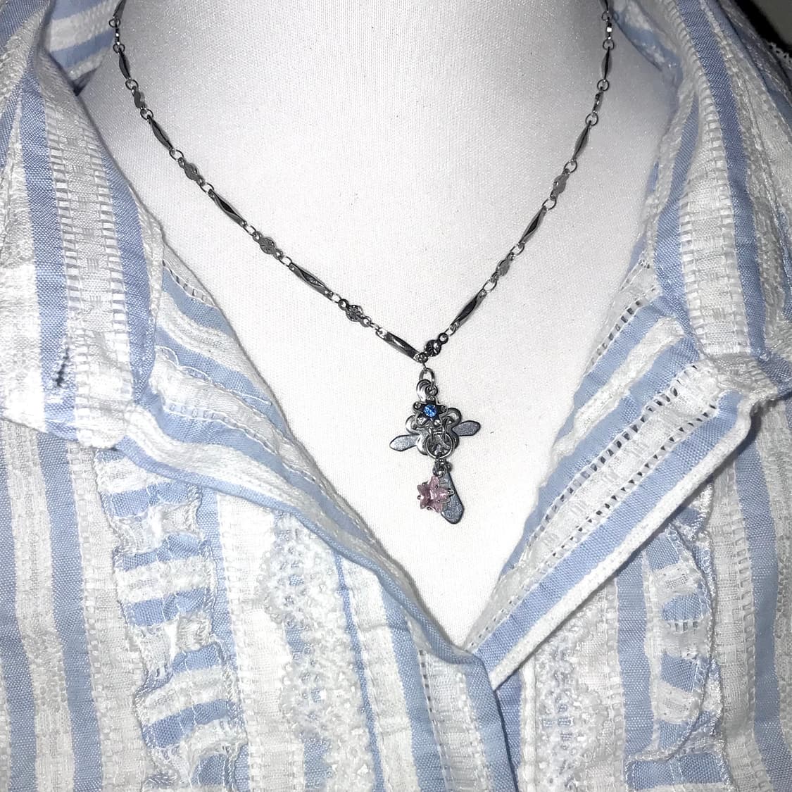 플라워 체인 큐빅 목걸이 chain necklace 상품이미지2