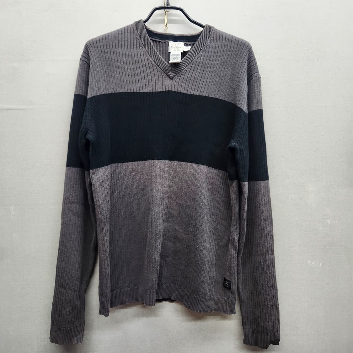 CK캘빈클라인 골지 배색 코튼 니트M(M) 상품이미지1