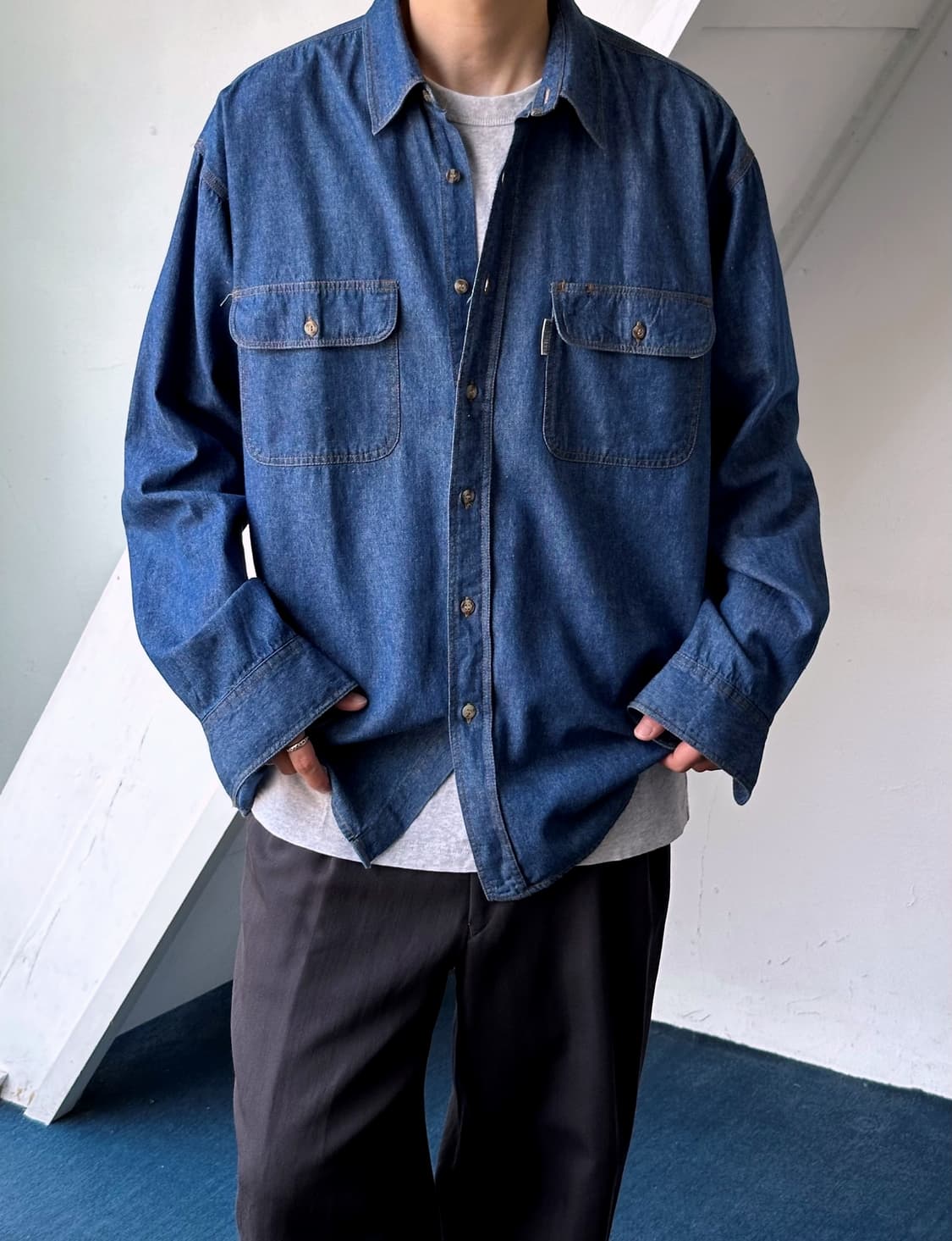 Cotton denim worker shirt 상품이미지6