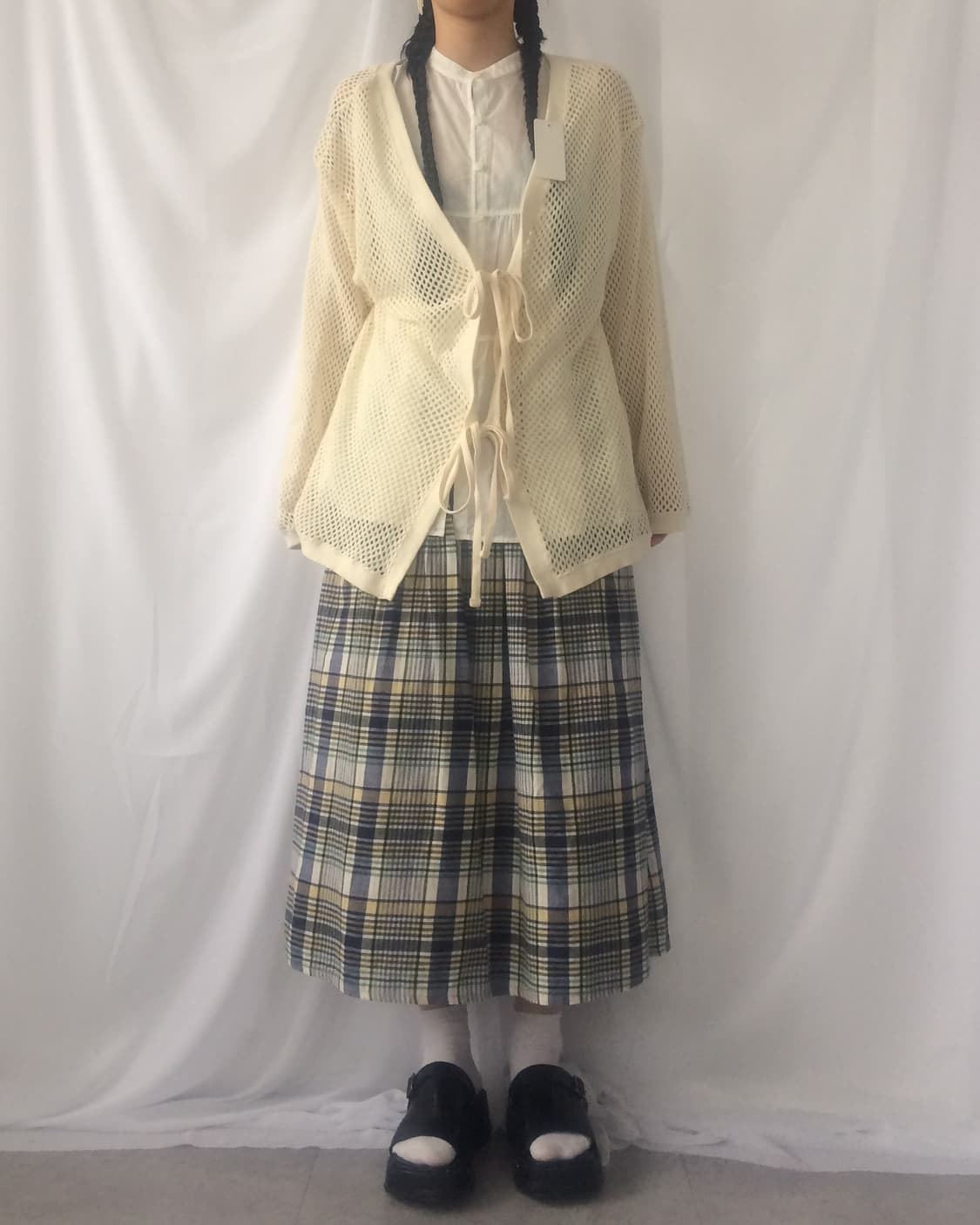 Tied punching knit cardigan 상품이미지5