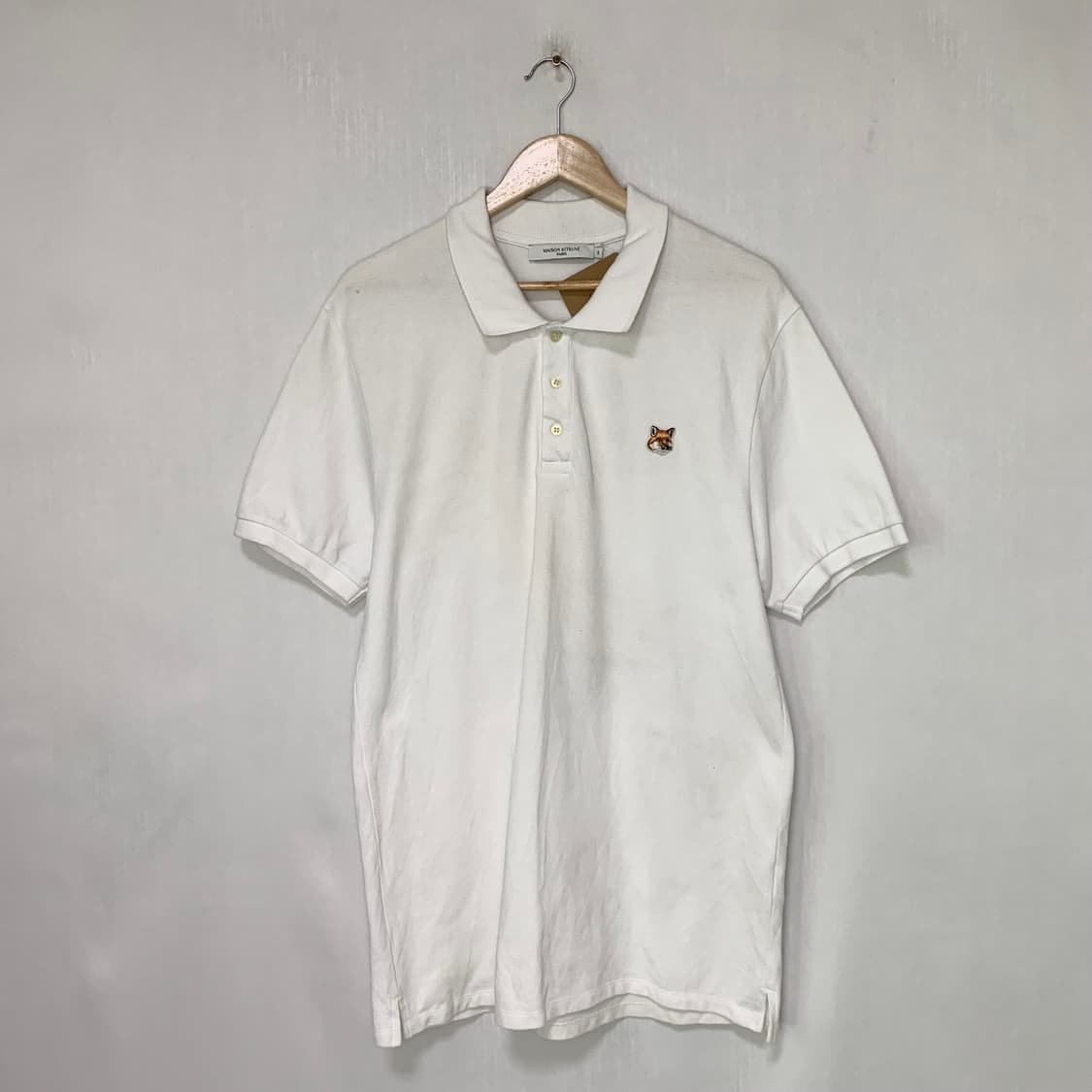 메종키츠네 폭스 패치 화이트 폴로티 카라 반팔 티셔츠 XL 상품이미지1