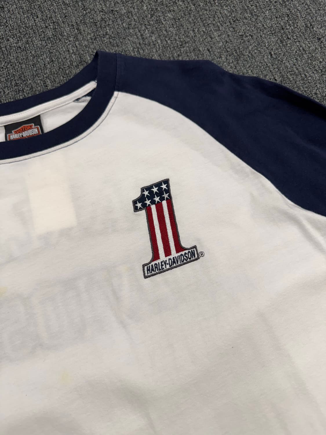 할리데이비슨 빈티지 넘버1자수 래글런 롱슬리브 상품이미지2