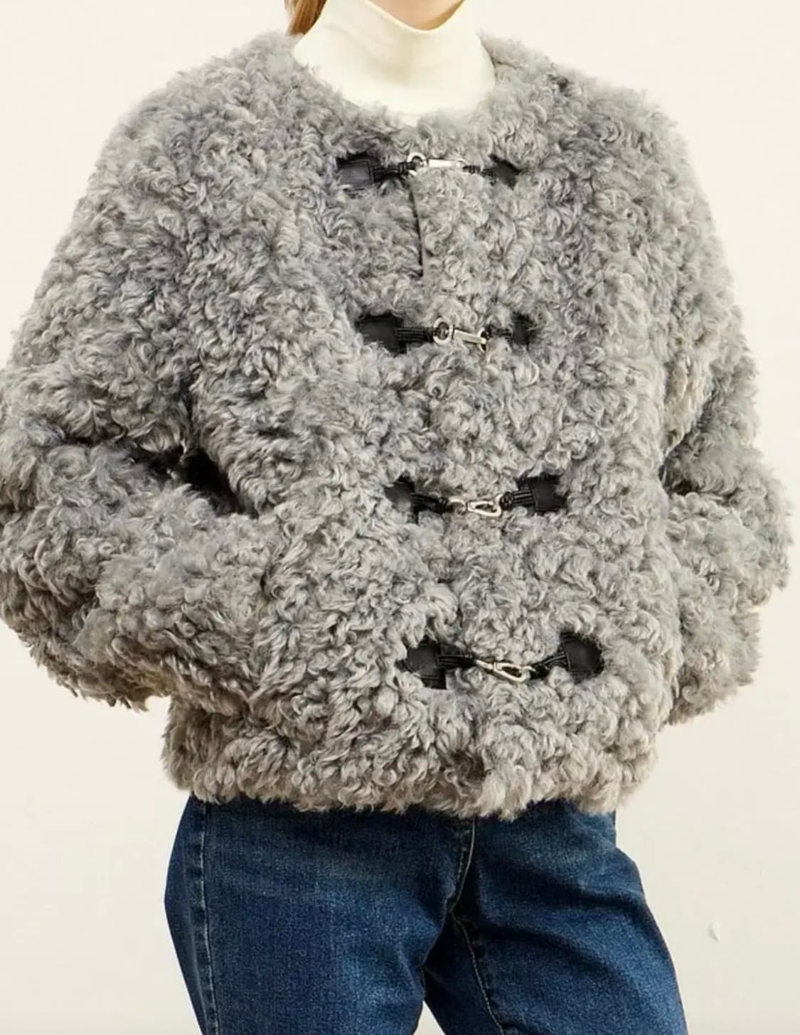 (새상품) 지컷 레더 트리밍 시어링 무스탕 퍼자켓 상품이미지2