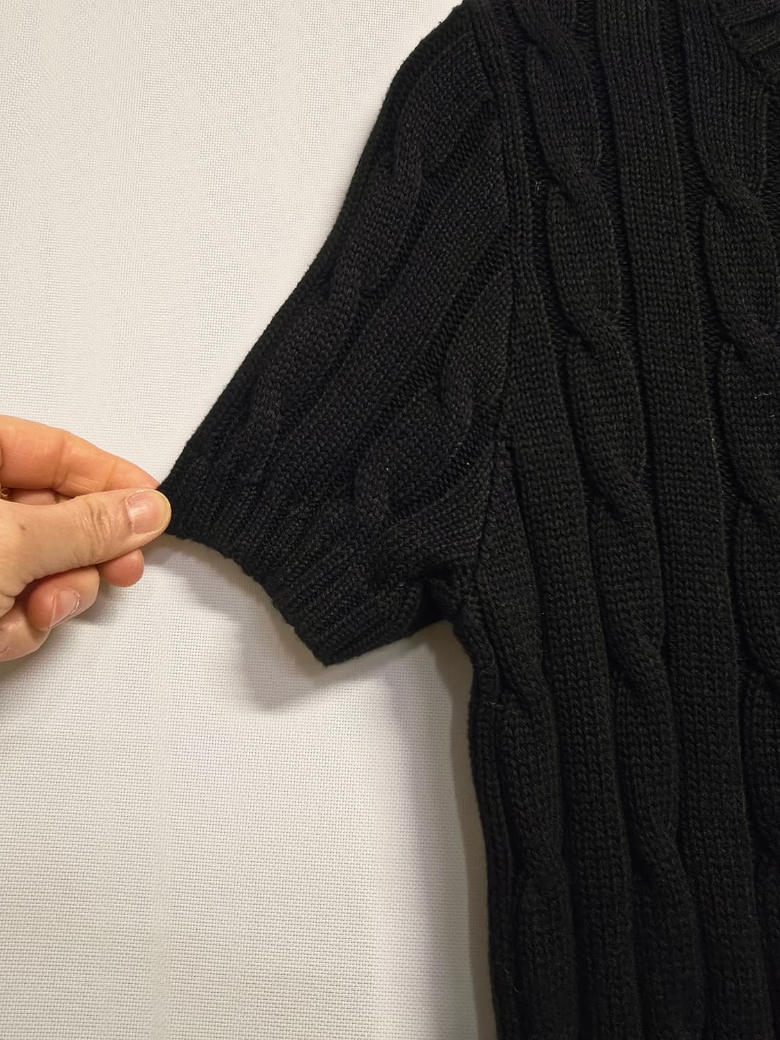 폴로 랄프로렌 케이블 반팔 니트 블랙m 상품이미지4