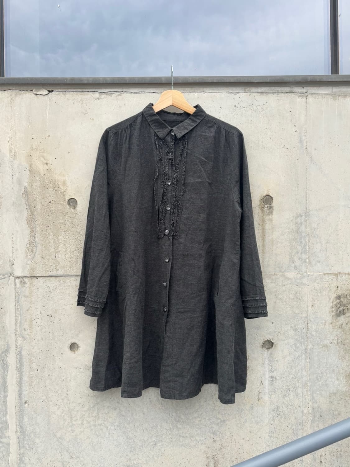 Gray Cotton Long Shirts 상품이미지2