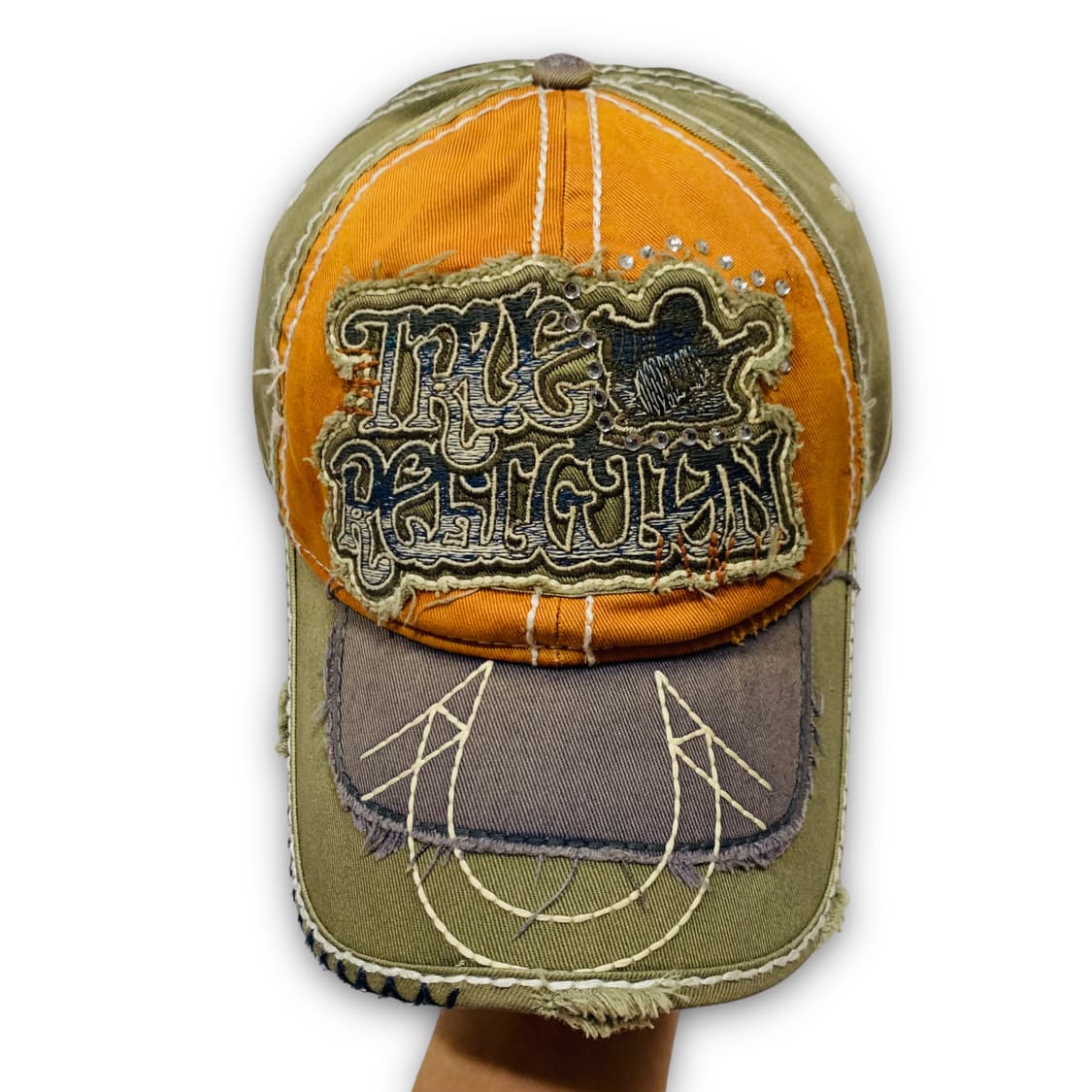 트루 릴리전 y2k 스터드 빅로고 레어 볼캡 상품이미지2