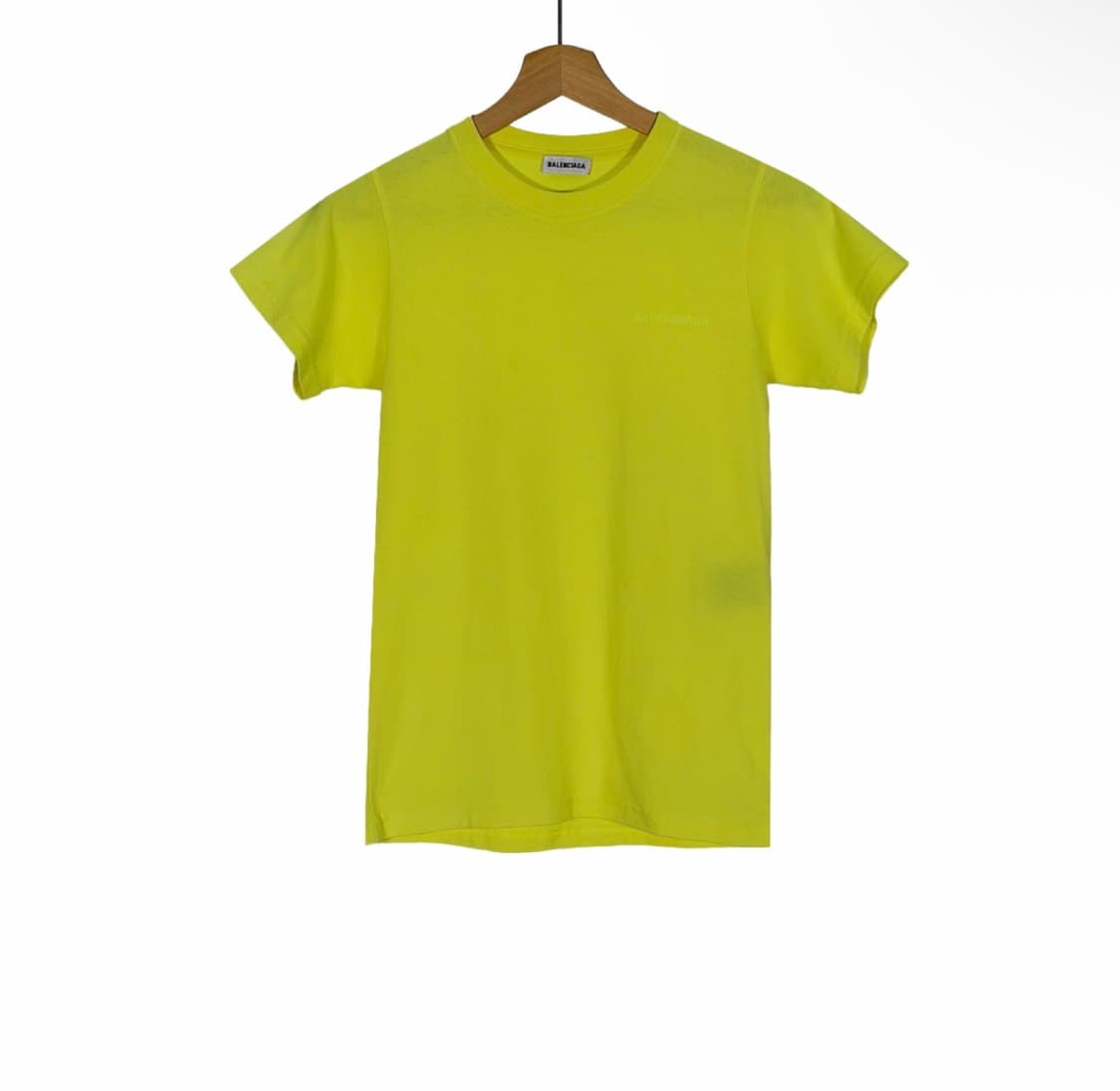 [XS] 발렌시아가 여성 자수 로고 백로고 반팔 티셔츠 형광 옐로우 상품이미지2