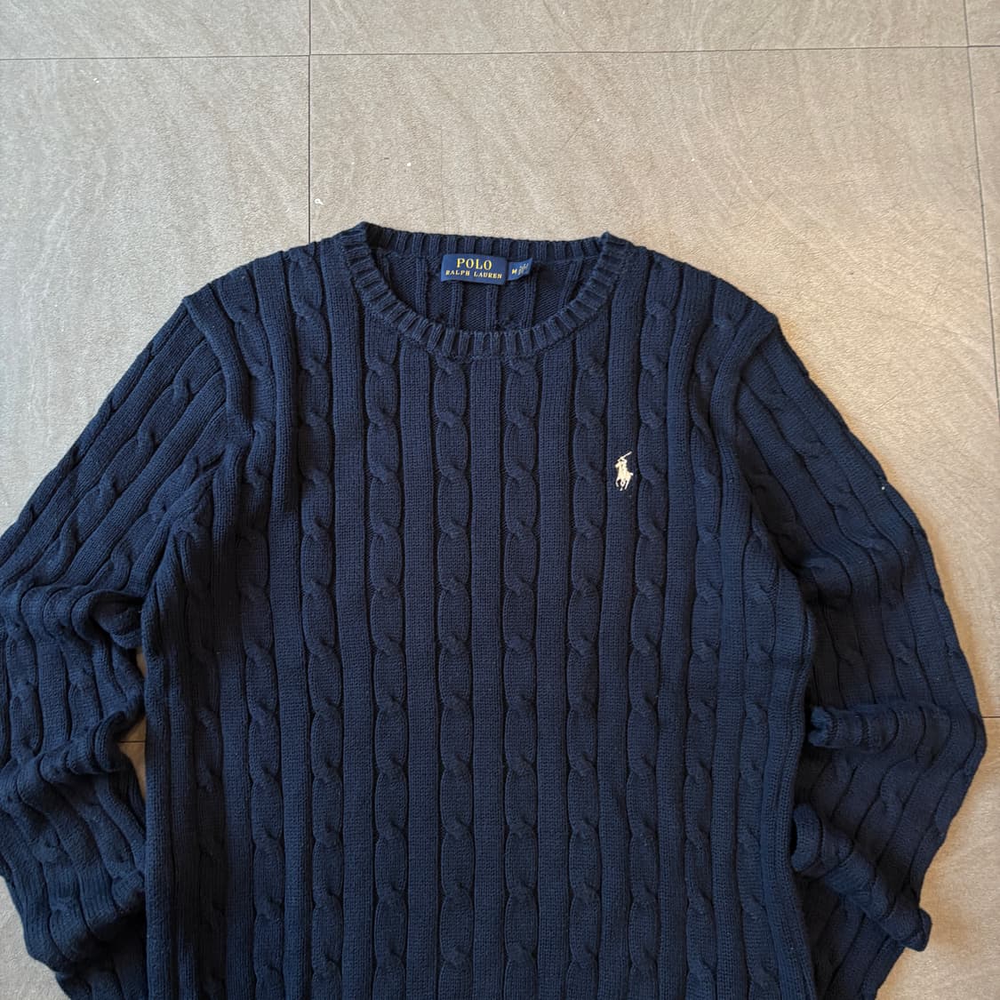 폴로 정품 네이비 코튼 꽈배기 니트 상품이미지3