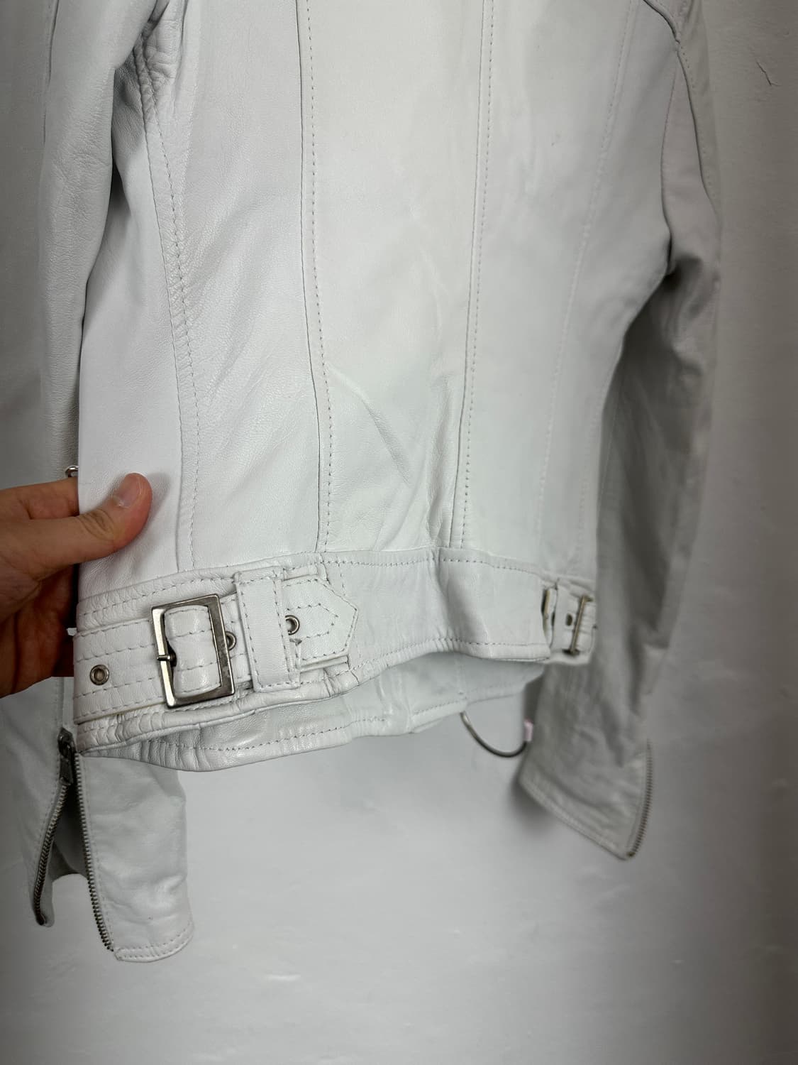 Asymmetric Lambskin Leather Jacket 상품이미지8