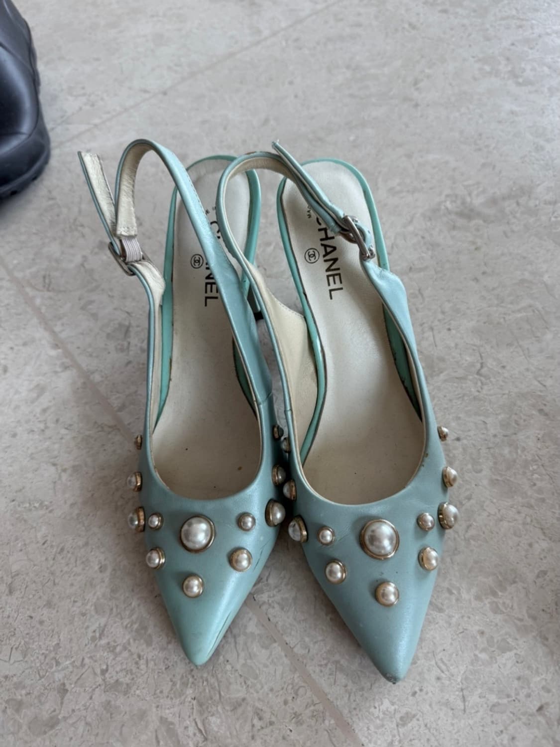 샤넬 빈티지 민트 진주 슬링백 37 상품이미지1