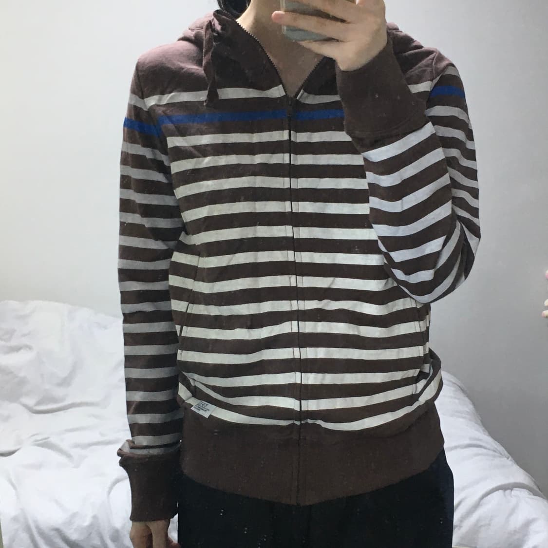 [새상품] Uglz 브라운 스트라이프 후드집업 상품이미지3