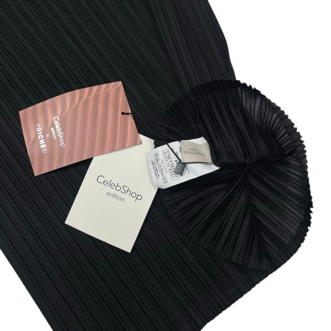 요이츠x셀렙샵 에디션 블랙 플리츠 스퀘어넥 슬리브리스 탑 L 상품이미지4