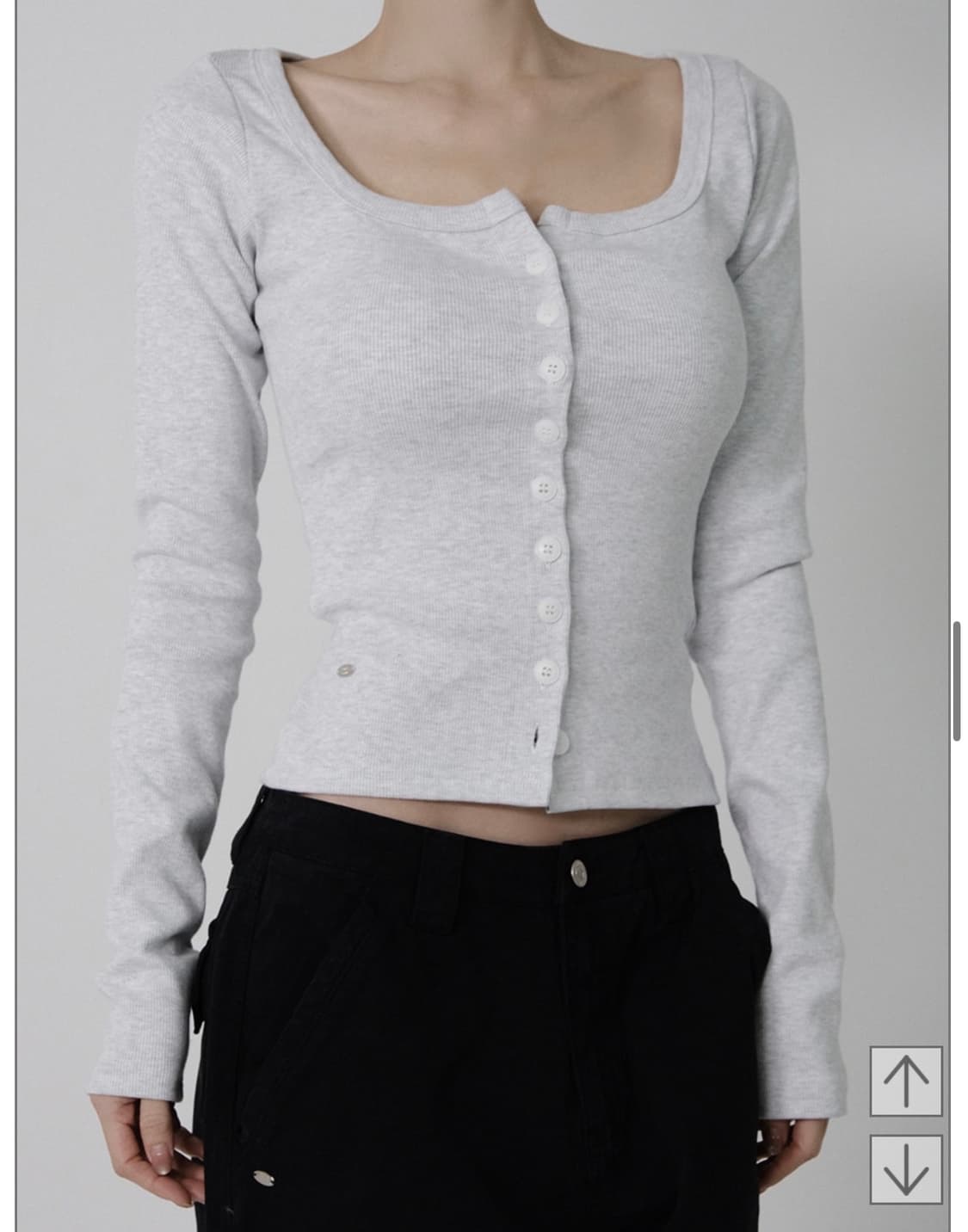 페일제이이드 Button Long Sleeve Top 2사이즈 멜란지 상품이미지2