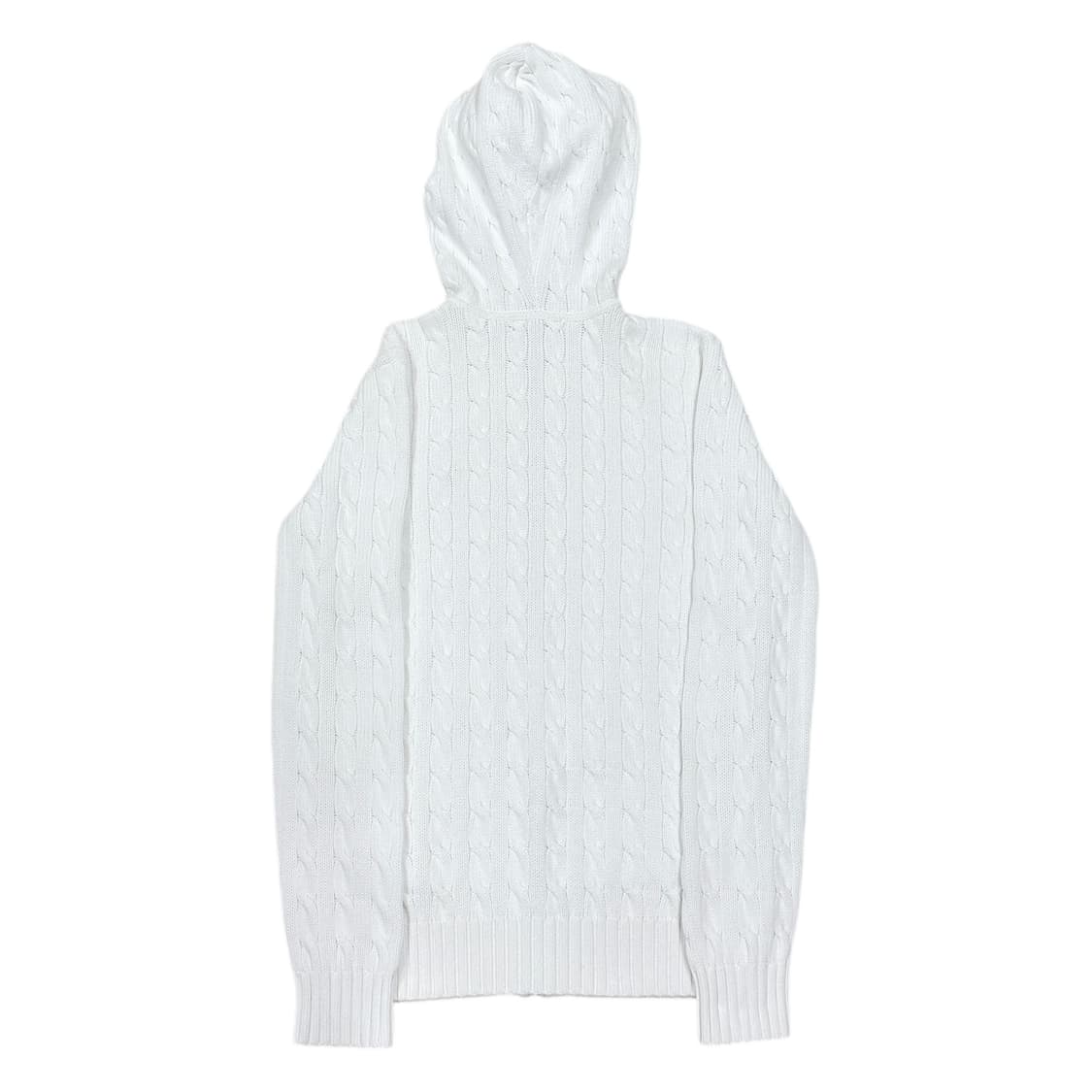 폴로 랄프로렌 딱붙핏 케이블 니트 후드집업 화이트 M 상품이미지3
