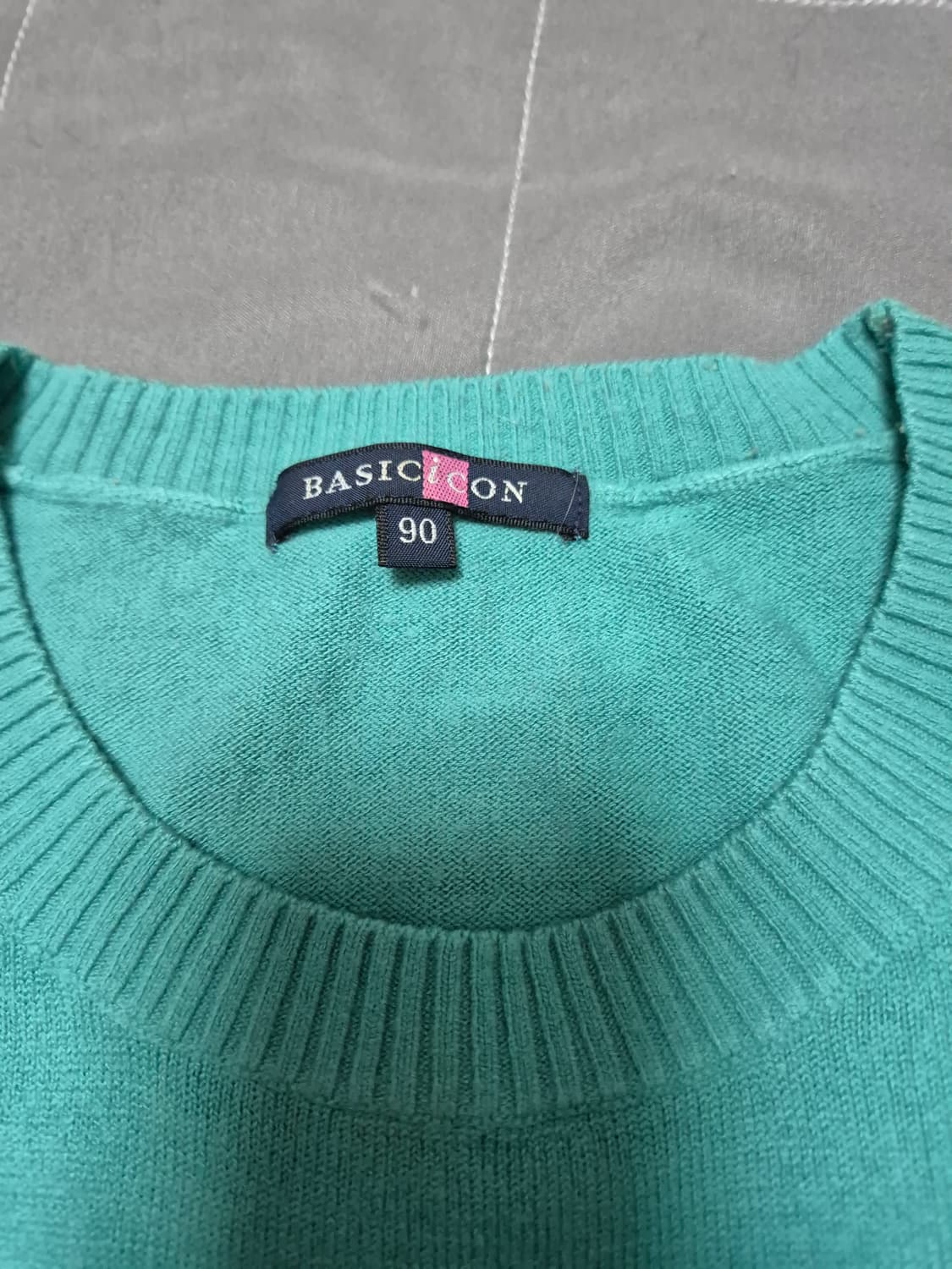 청록색 니트 티셔츠 상품이미지3