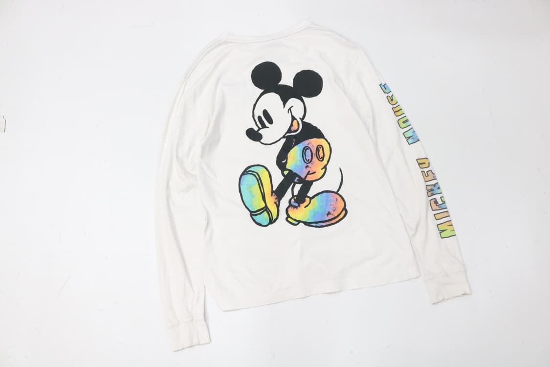 디즈니 정품 빈티지 미키 마우스 레인보우 다이 타이 롱 슬리브 (M) 상품이미지2