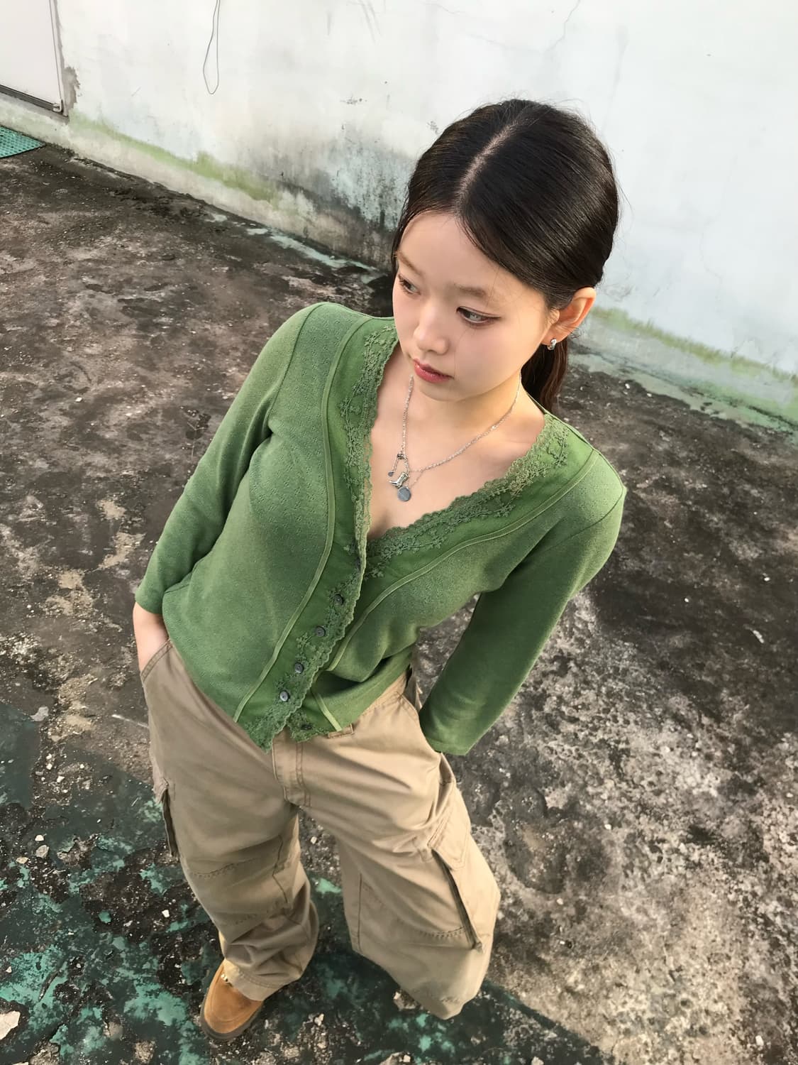 올리브 레이스 가디건 상품이미지5