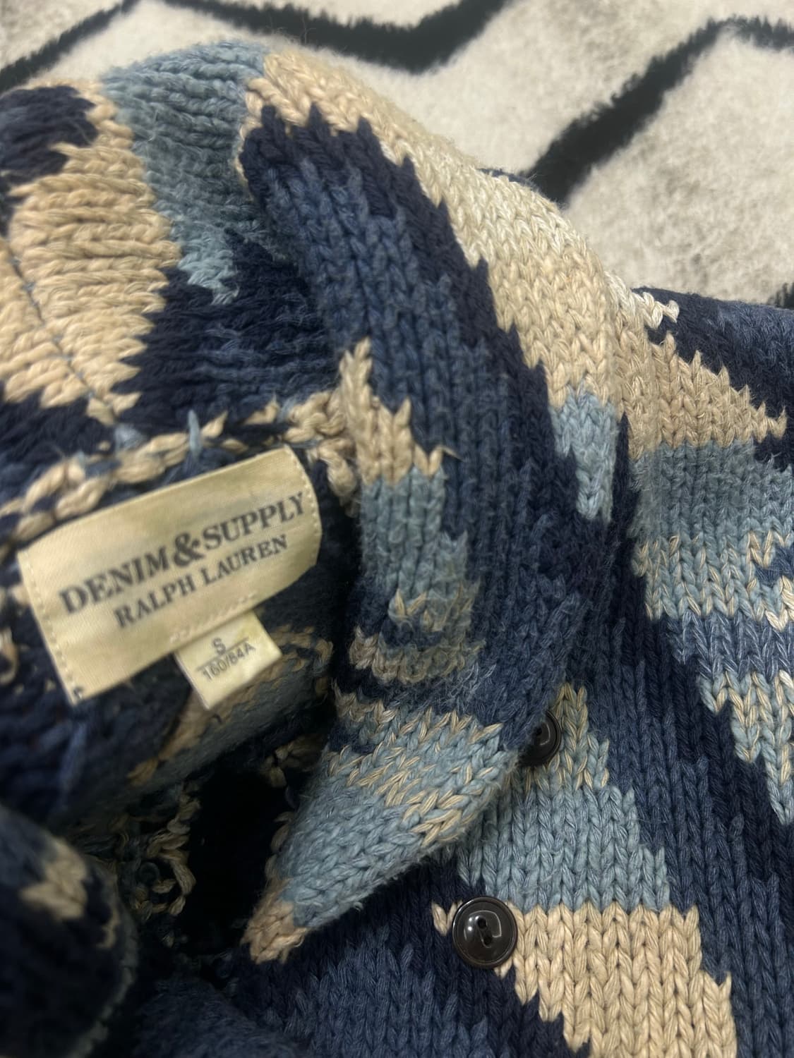 [S]폴로 데님앤서플라이 숄카라 나바호 패턴 헤비울 니트자켓 상품이미지5
