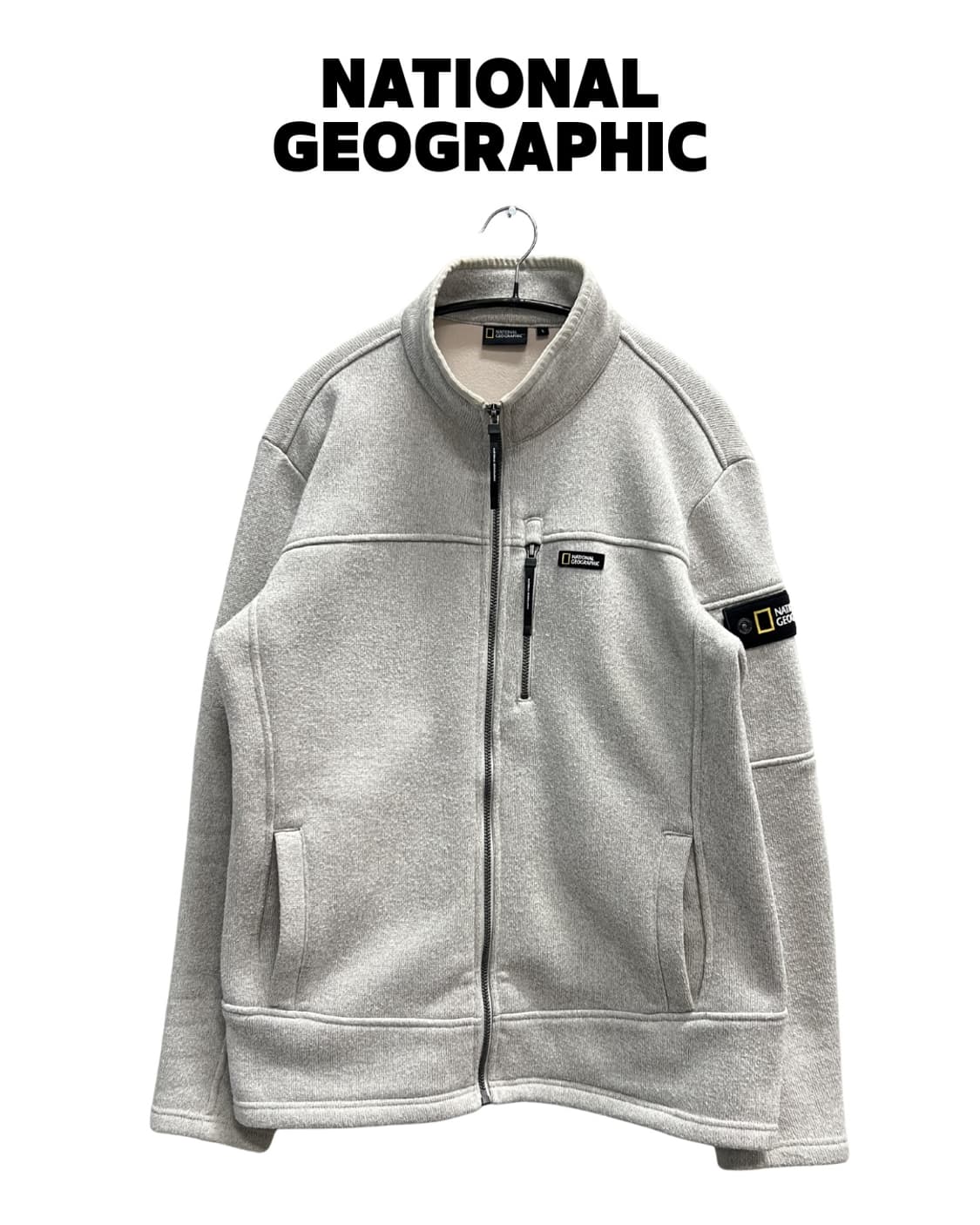 내셔널지오그래픽 니트 집업 아이보리 상품이미지1