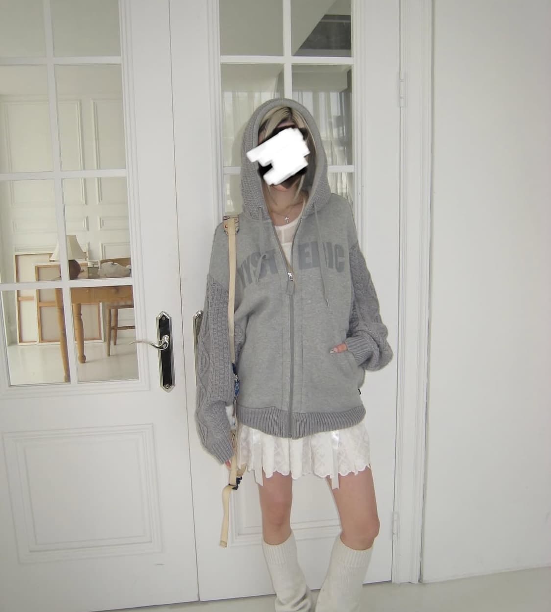 히스테릭글래머 그레이 니트 꽈배기 집업 상품이미지2