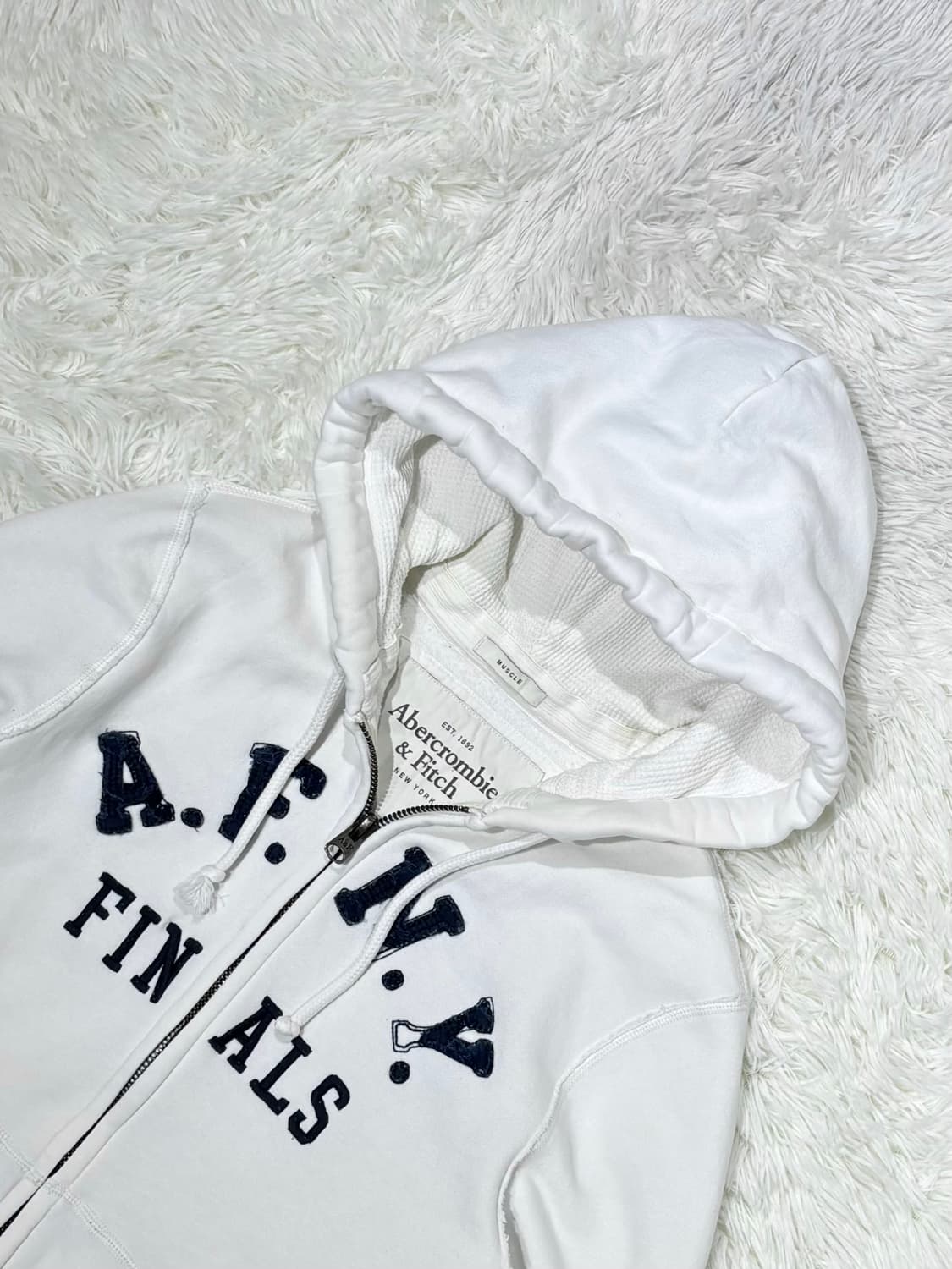 아베크롬비 빅로고 화이트 헤비스웻 후드집업 상품이미지5