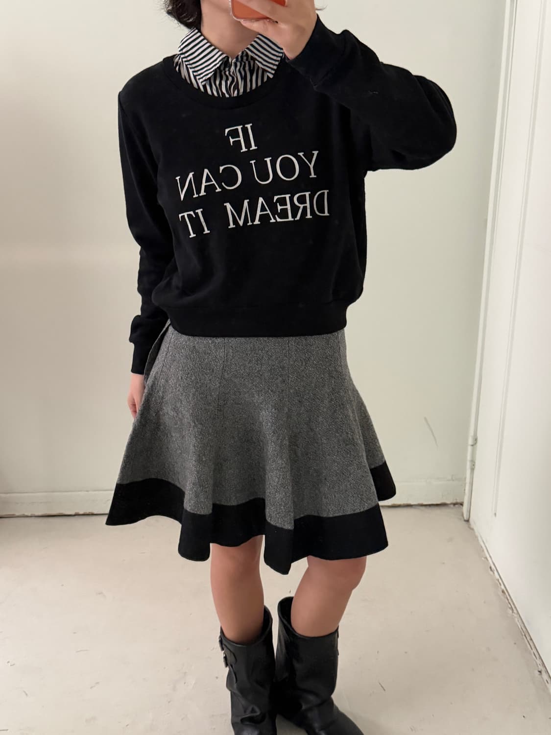 일본빈티지 블랙 셔츠 레이어드 스웻 상품이미지4