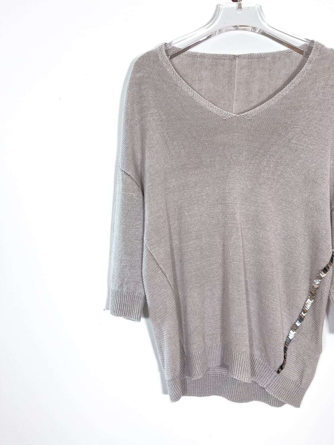 빈티지 비즈 브이넥 린넨 니트 상품이미지6