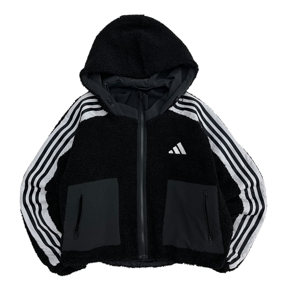 아디다스 에센셜 블랙라인 블랙 뽀글이 후드집업 XS 상품이미지2