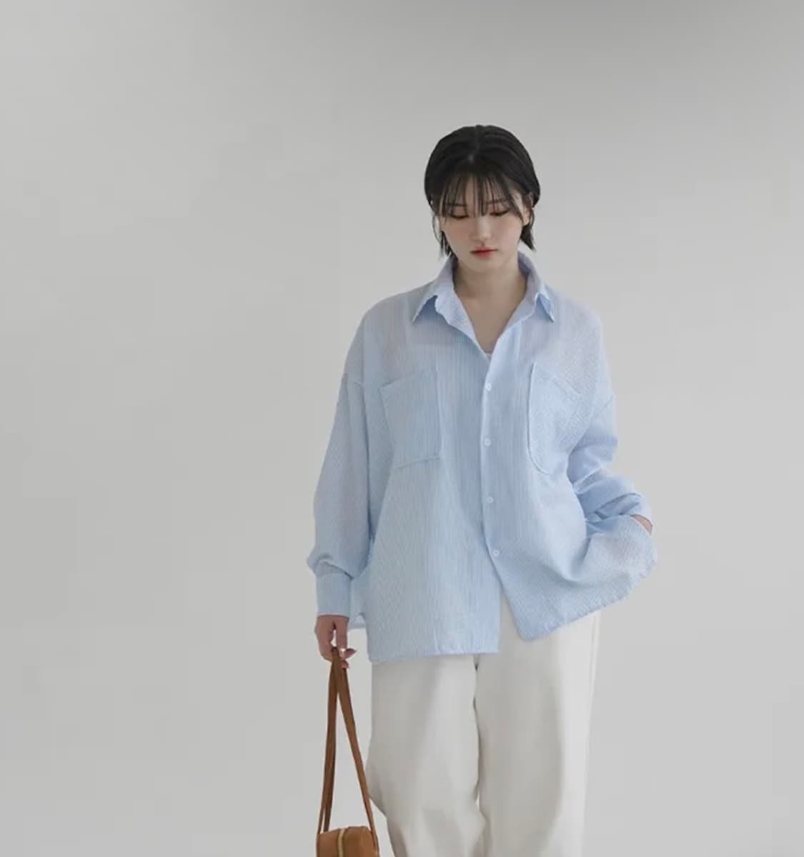블루팝스 시어서커 루즈셔츠 블루 상품이미지5