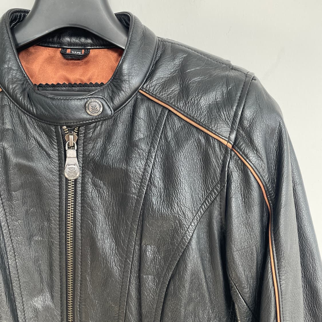 할리데이비슨 블랙 리얼 레더 싱글 차이나넥 가죽 자켓 상품이미지4