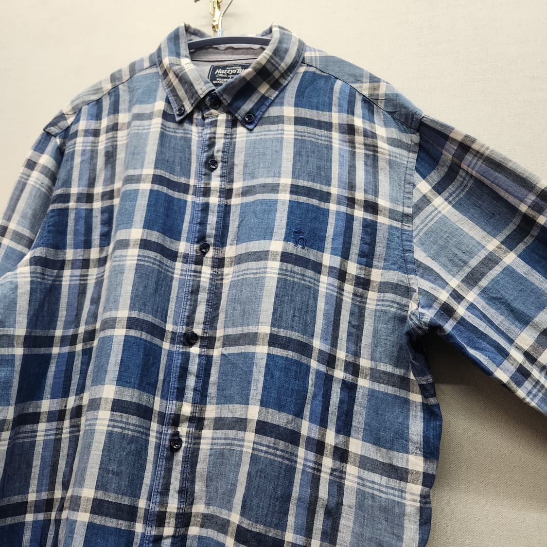 헤지스 로고 린넨100% 체크 셔츠 105(L) 상품이미지3