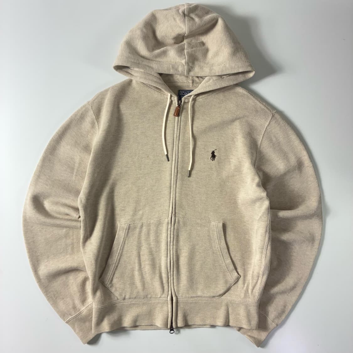 Polo  폴로 랄프로렌 자수 코튼 베이지 투웨이 니트후드집업  상품이미지1