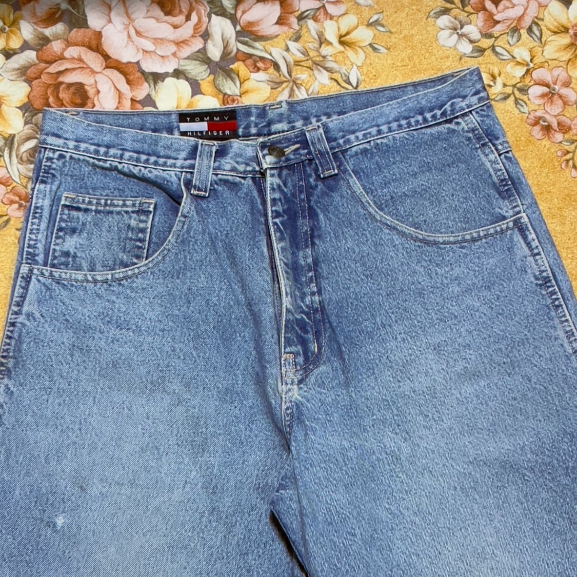 90s 타미힐피거 빅패치 카펜터 데님 쇼츠 상품이미지6