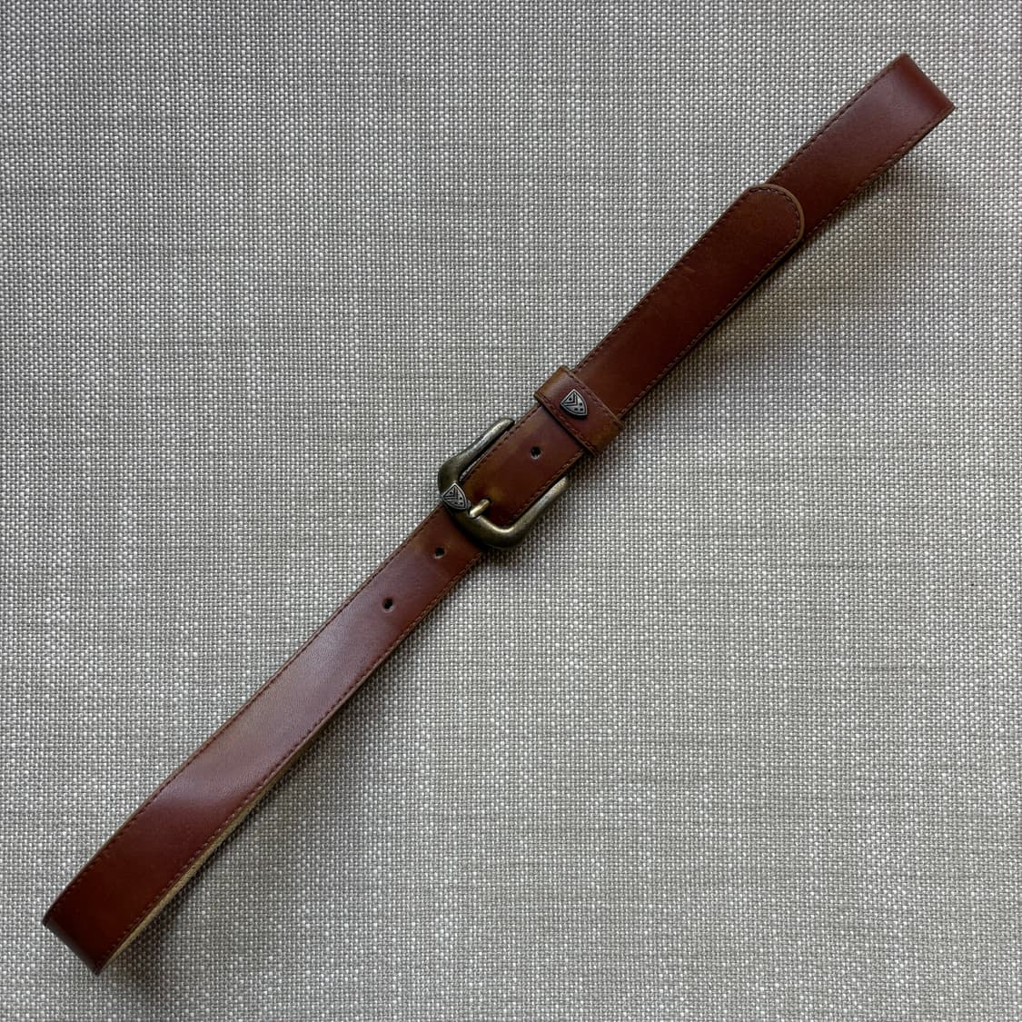 [33] 80s France 브라운 레더 브라스 버클 벨트 상품이미지3