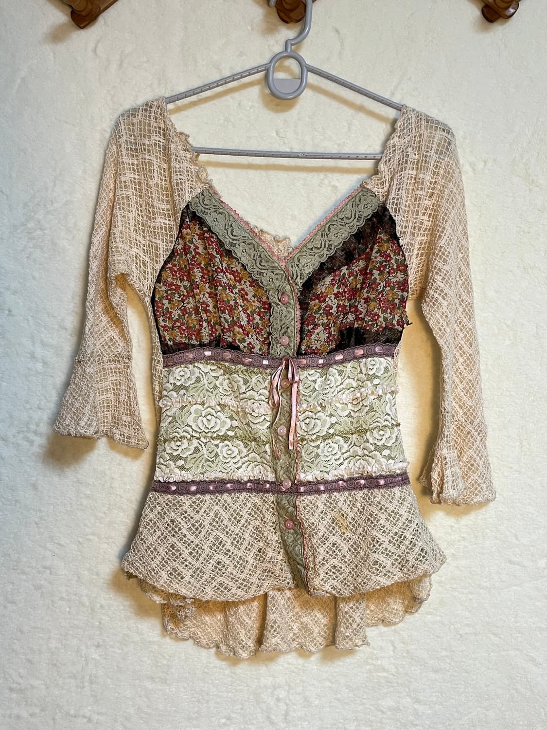 빈티지 크로쉐 니트 레이스 블라우스  상품이미지1