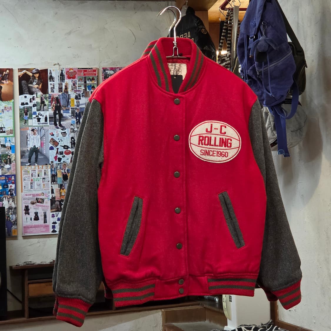 빈티지 레드 그레이 바시티 자켓 상품이미지1