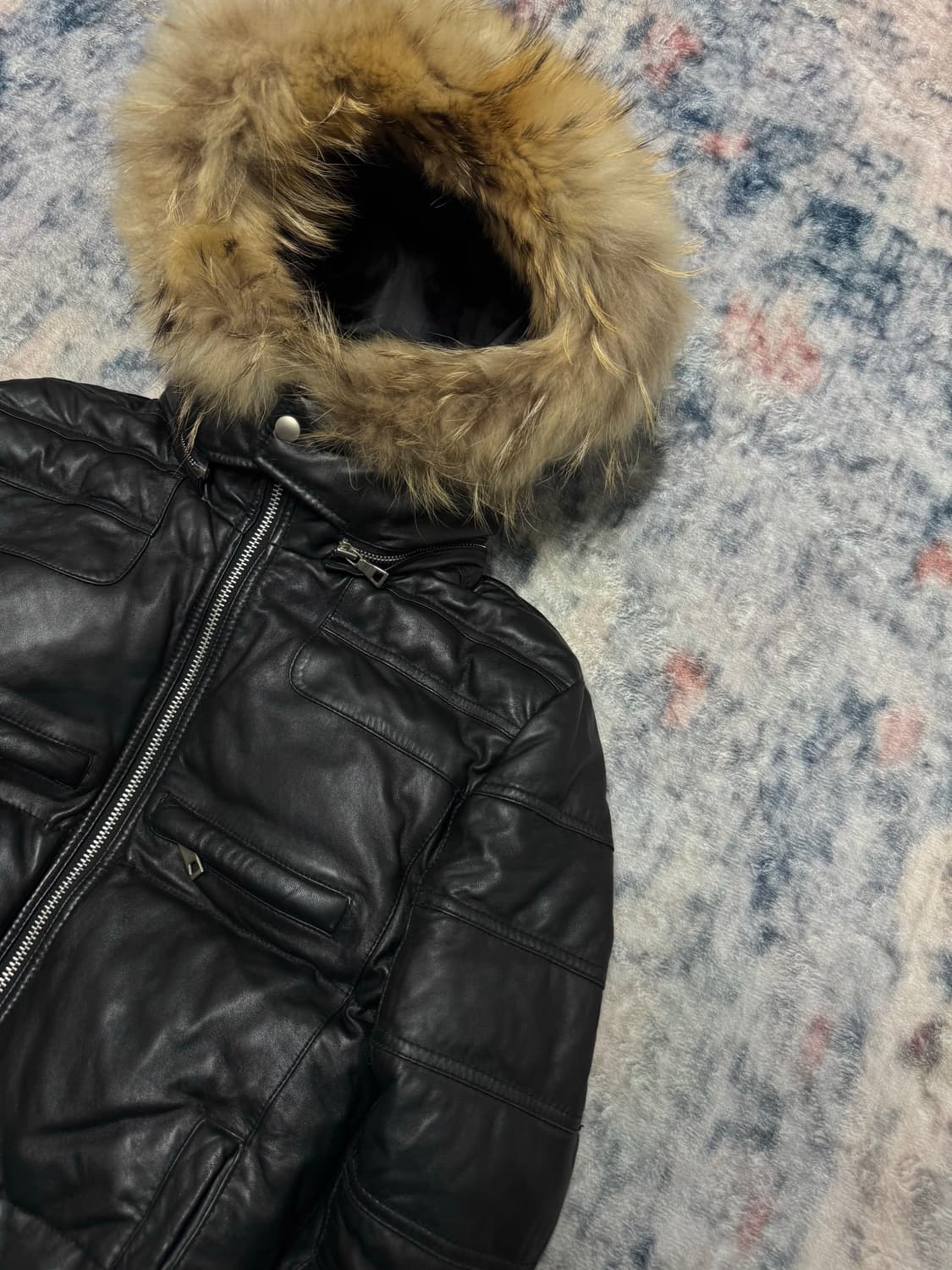 Unknown raccoon fur lamb skin down jacke 상품이미지4