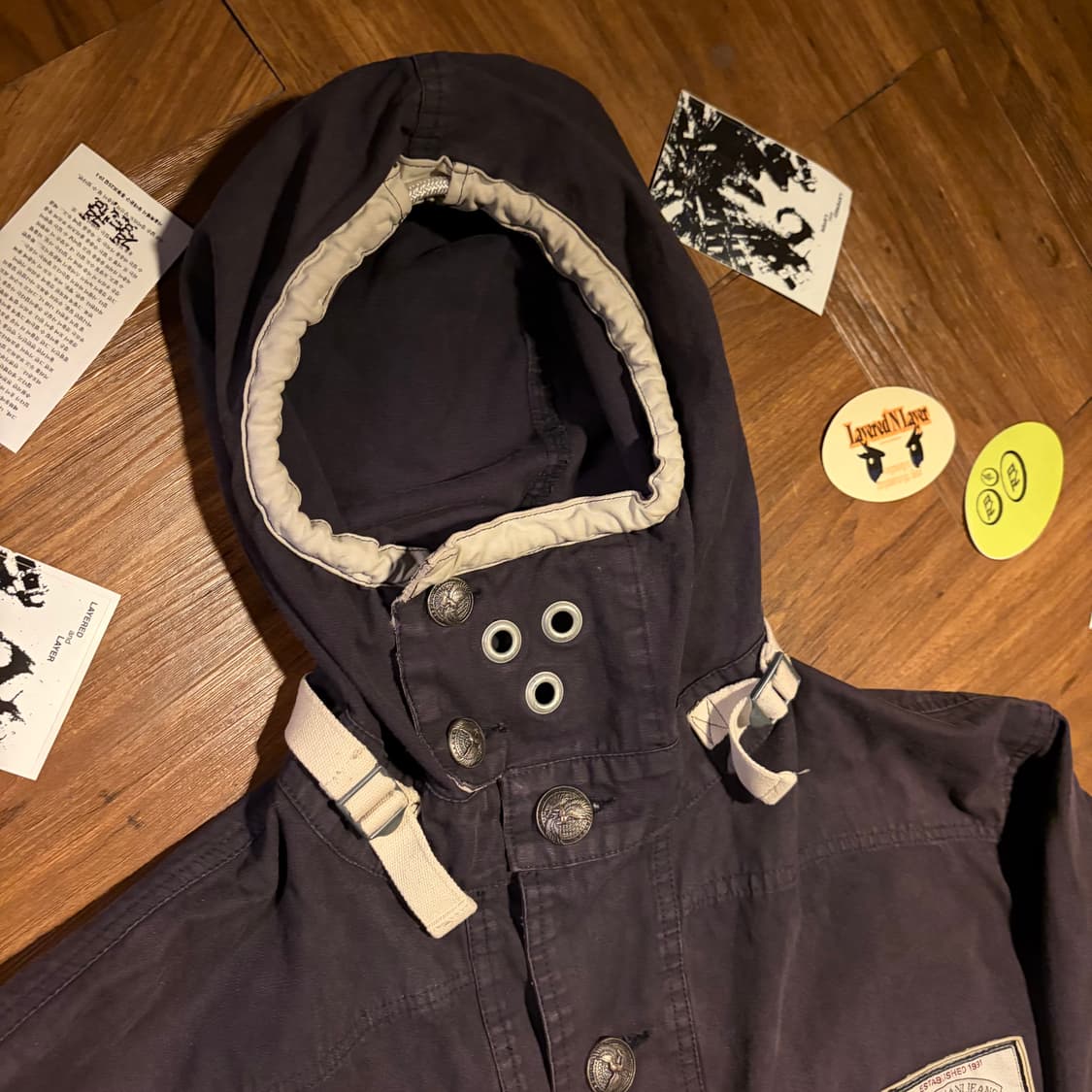 90s Armani jeans 빅 아일렛 후디드 코트 상품이미지3