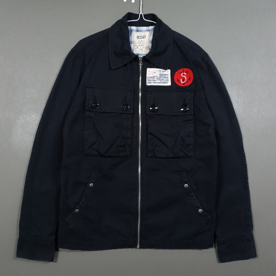 L (100) 리바이스 앵커 와펜 코튼 워크 트러커 자켓 블랙 상품이미지1