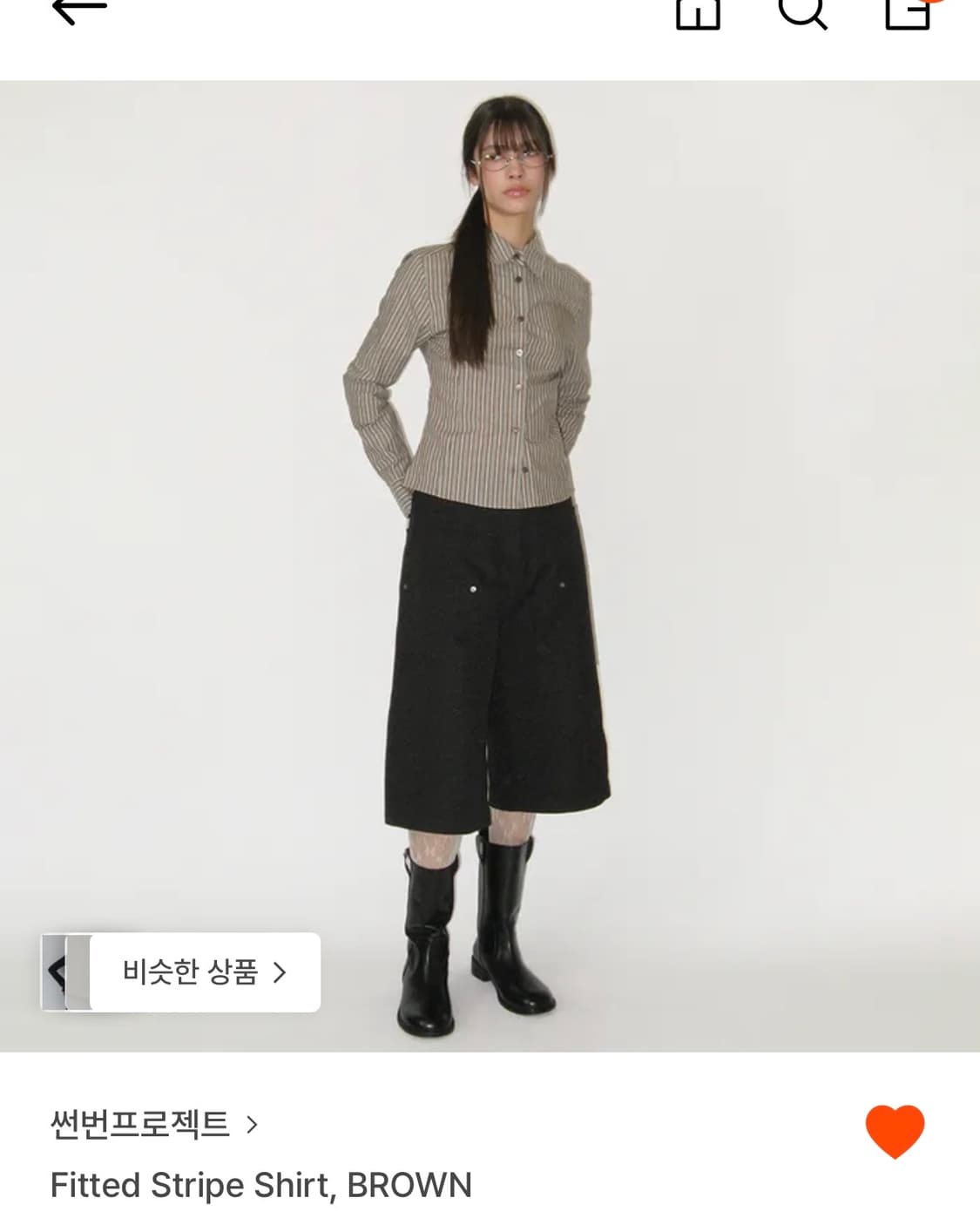 썬번프로젝트 스트라이프 셔츠 브라운 상품이미지1