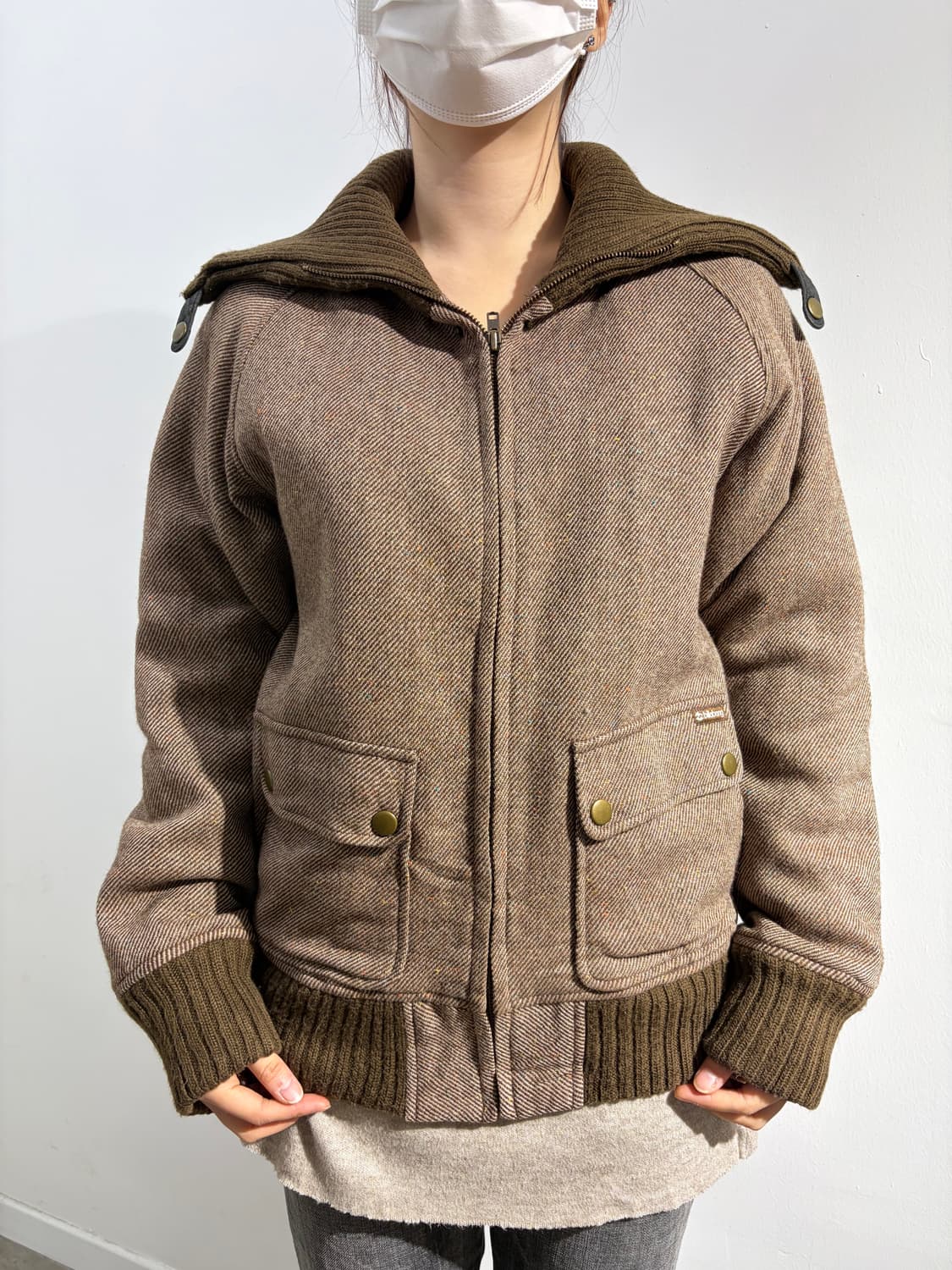 일본 빈티지 billabong 락펑크 니트 카라 봄버자켓  상품이미지2