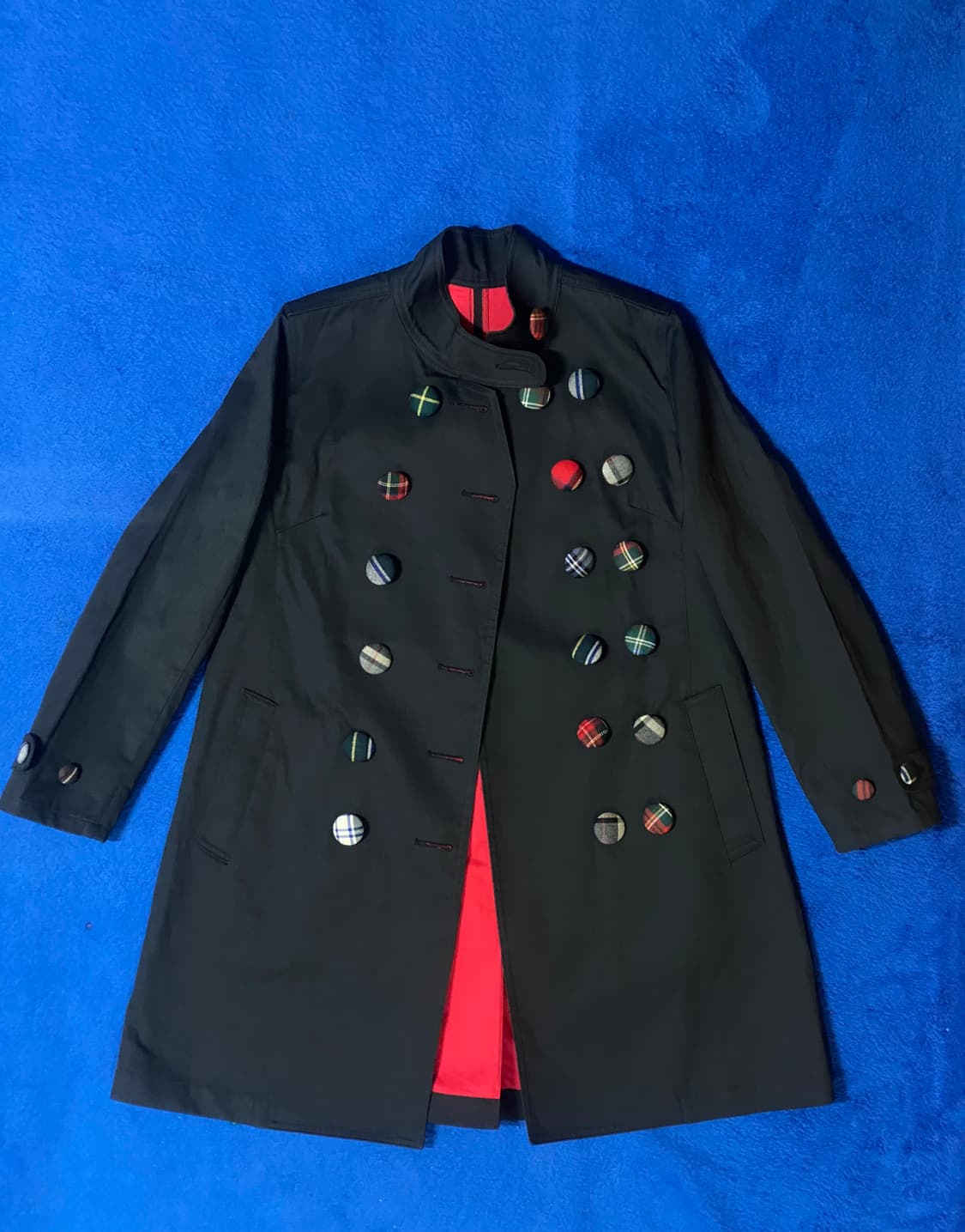 Hazzys 헤지스 람단 투하미 콜라보 체크 버튼 블랙 트렌치 코트 상품이미지1