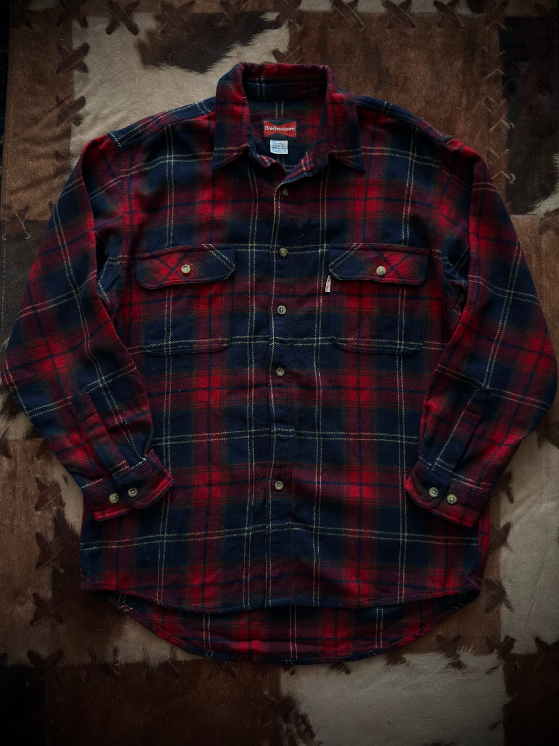 Budweiser rayon wool Flannel check shirt 상품이미지1